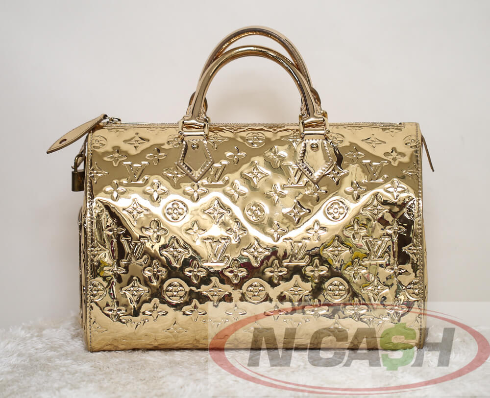 Authentic Louis Vuitton miroir hand bag purse speedy 30 gold