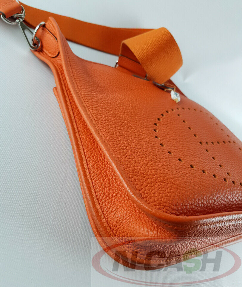 Hermes Evelyne PM Bag Feu Orange Palladium Hardware Clemence