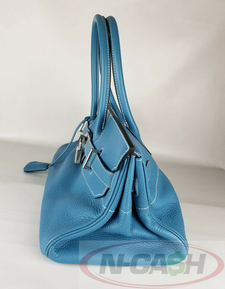 Hermes JPG Shoulder Birkin II Bag Blue Jean Clemence Leather