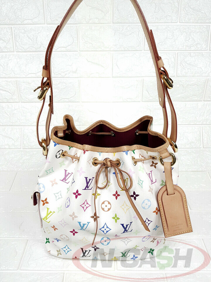 Louis Vuitton White Monogram Leather Multicolore Petit Noe Bag