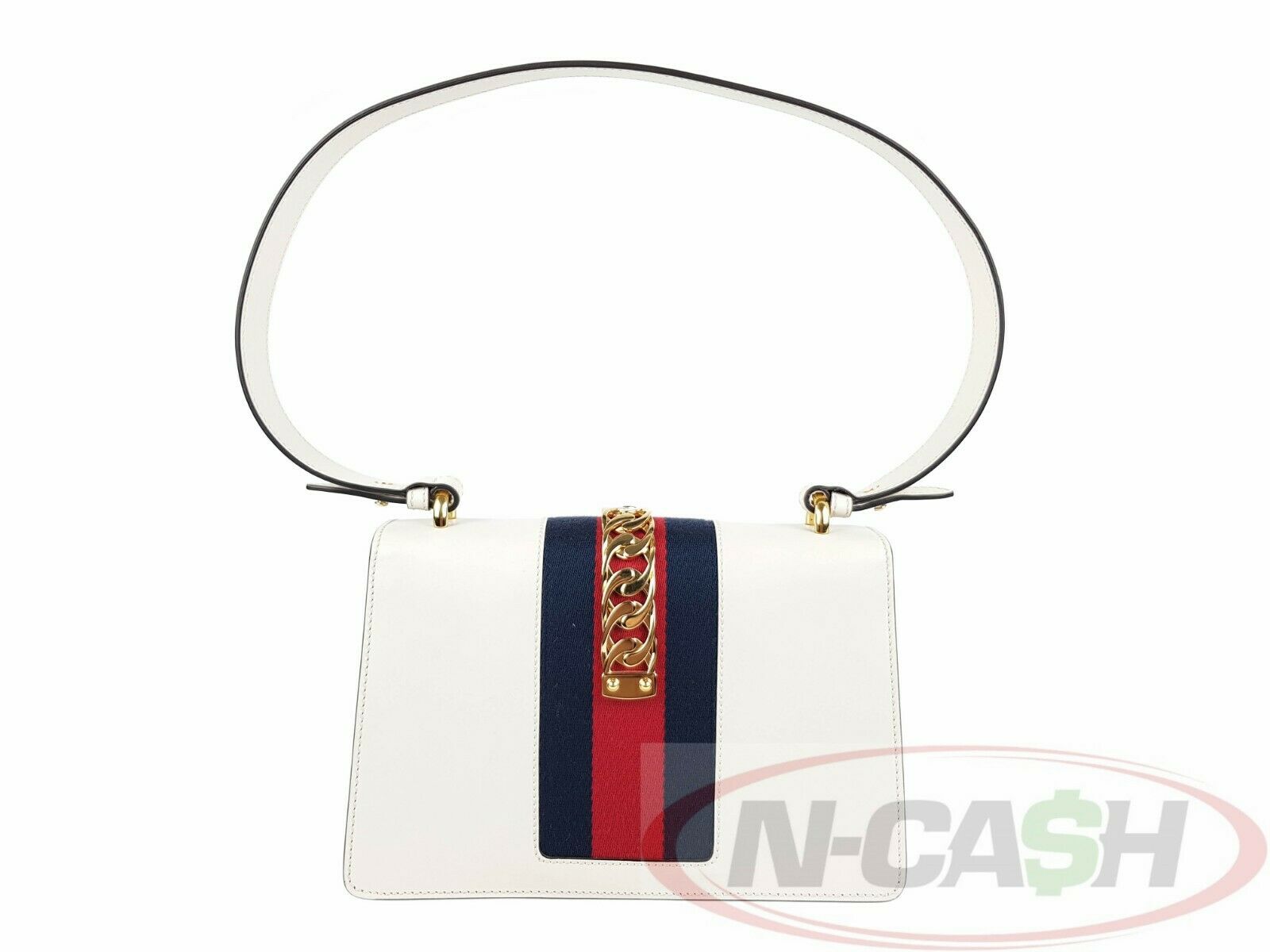 Gucci Sylvie White Leather Shoulder Bag N Cash