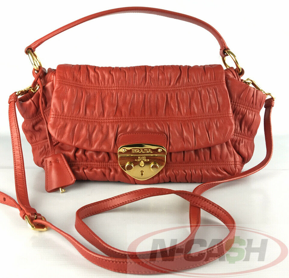 Prada Red Nappa Gaufre Leather Satchel Bag BN1407 - Yoogi's Closet