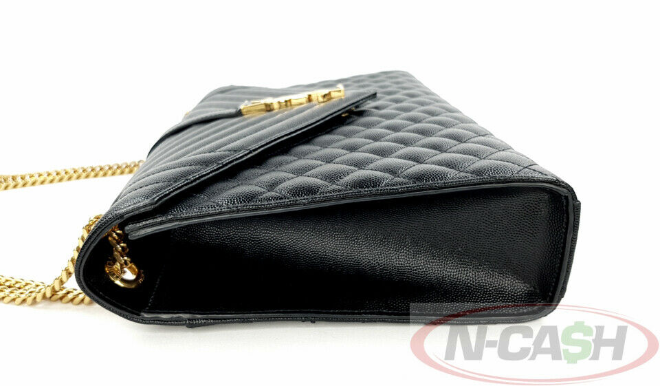 Black Glitter Metal Trim Large Envelope Clutch Bag | PrettyLittleThing