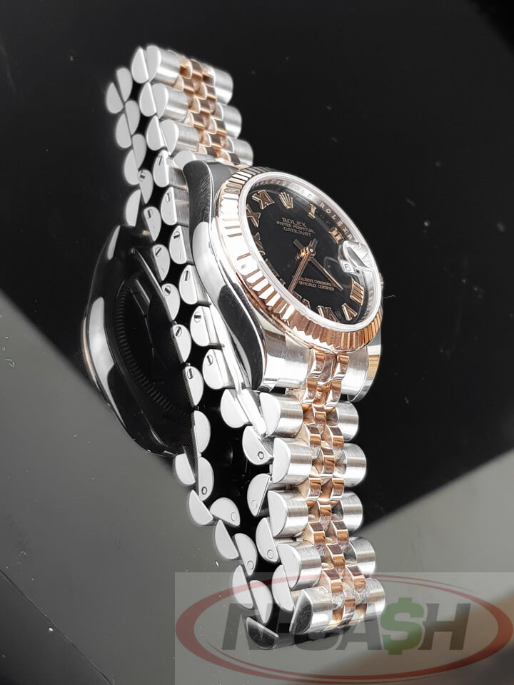 Rolex datejust rose on sale gold black dial