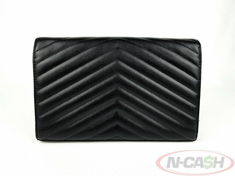 Yves Saint Laurent, Bags, Ysl Black On Black Monogram Quilted Leather  Wallet On A Chain