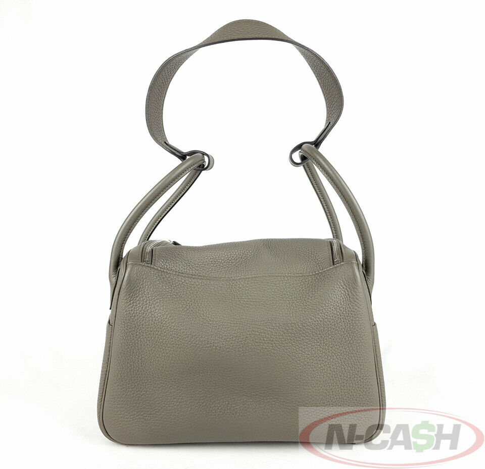 Hermes Lindy bag 26 Etoupe grey Clemence leather Silver hardware