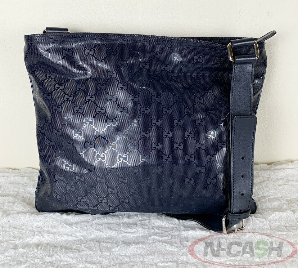 Gucci Crystal Navy Blue GG Monogram Messenger N Cash