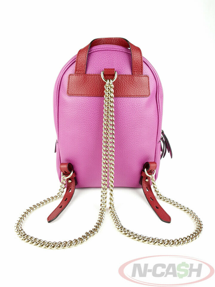 Gucci Pebbled Calfskin Soho Chain Backpack Pink