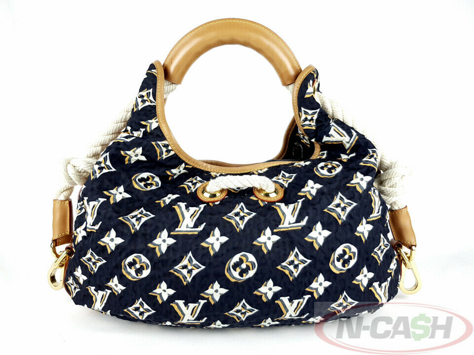 Louis Vuitton Tan/Navy Blue Monogram Nylon Limited Edition Bulles MM Bag  Louis Vuitton