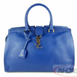 Yves Saint Laurent YSL Med Cabas Monogram Blue Smooth Bag_pawnshop