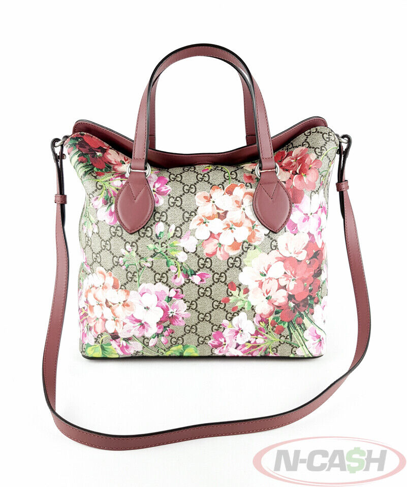 Gucci GG Supreme Blooms Dry Rose Foldover Tote Bag N Cash