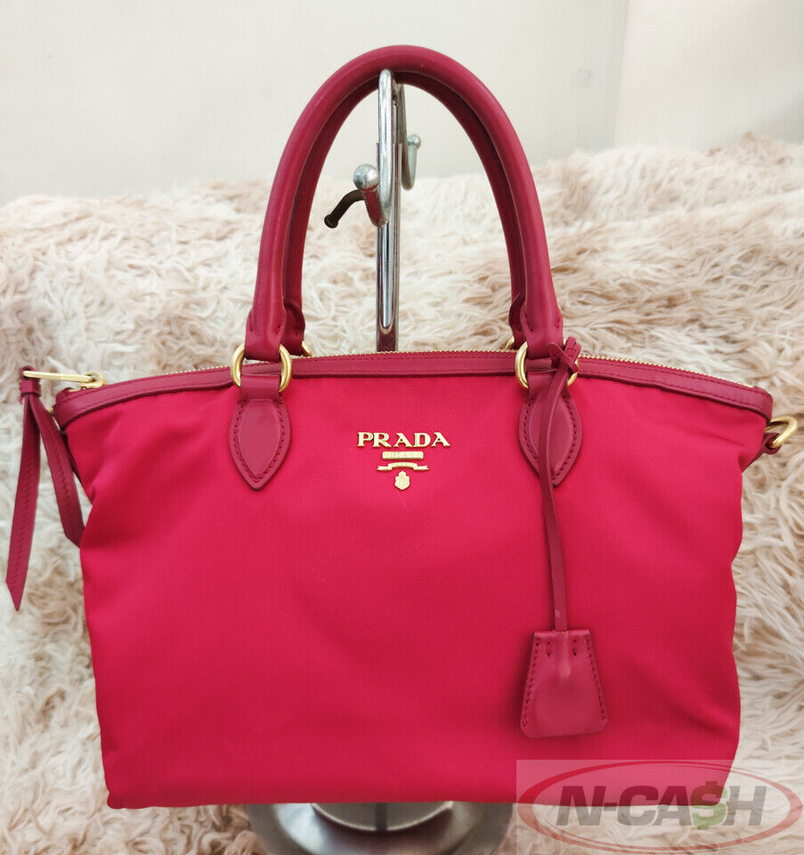 Prada 1BA104 Tessuto Soft Calf Ibisco Tote Bag N Cash