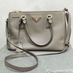 PRADA BN1801 Argilla Double Zip Saffiano Lux Tote_pawnshop