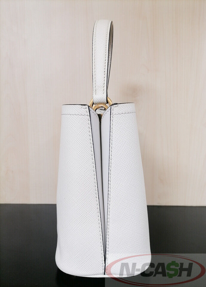 PRADA 1BA217 Bianco/Nero Saffiano Panier Bag | N-Cash