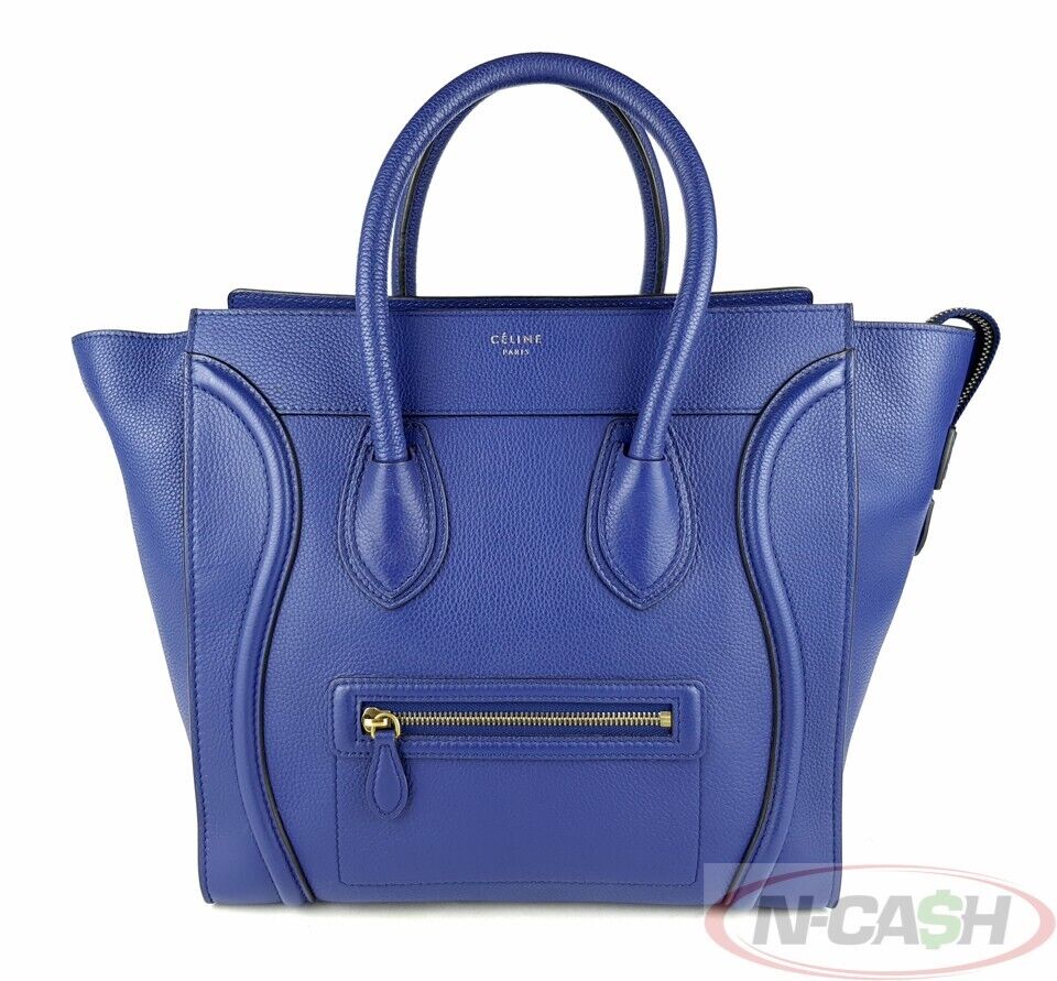 Celine Mini Luggage Indigo Pebbled Leather Tote Bag | N-Cash