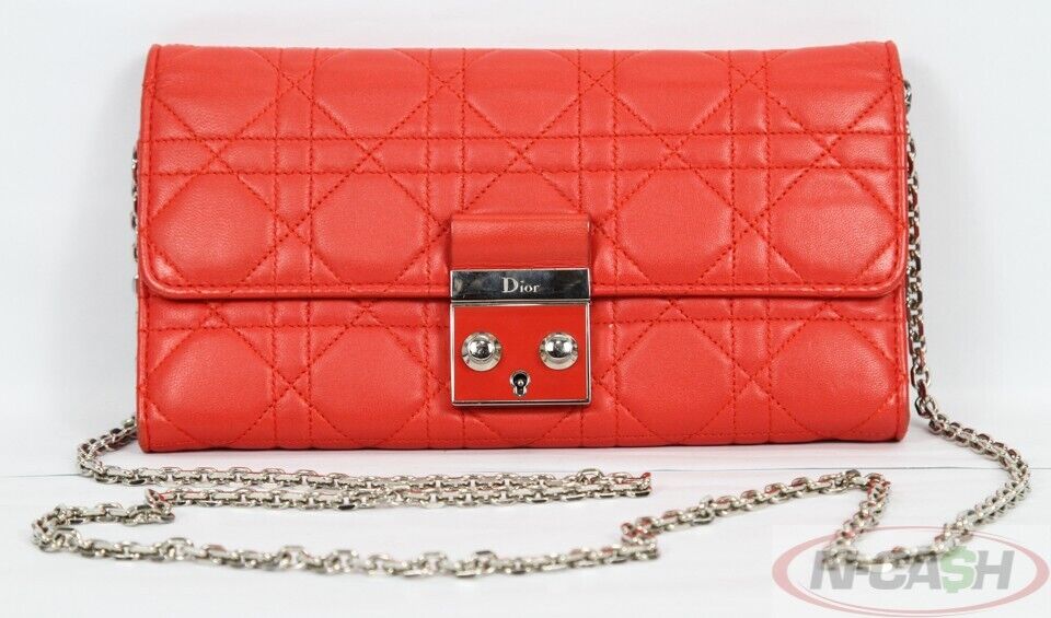 Christian Dior Miss Dior Orange Quilted Leather WOC Bag N Cash