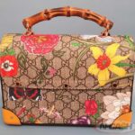 GUCCI GG Supreme Monogram Flora Small Padlock Bamboo Bag_pawnshop1