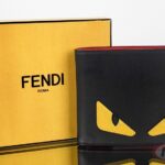 Fendi Vitello Century Monster Eye BlackYellowRed Bifold Coin Wallet_pawnshop